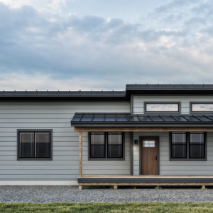 Cozy bedroom and bathroom area in an 800 sq ft accessory dwelling, designed to maximize space while providing comfort and convenience for rural retreat living.