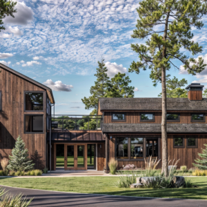 Additional features include a pass-through garage for storage or hobbies and a design that maximizes natural light and scenic vistas.